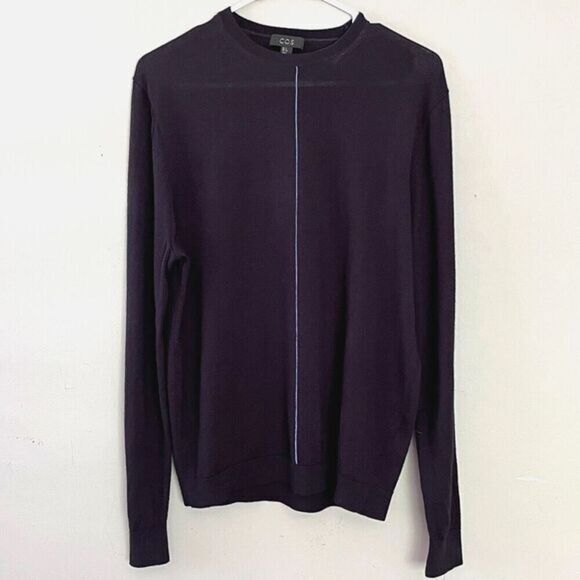COS Merino Wool Central Seam Detail Jumper Sweater Mens‎ S Navy Minimalist Light - Picture 1 of 11